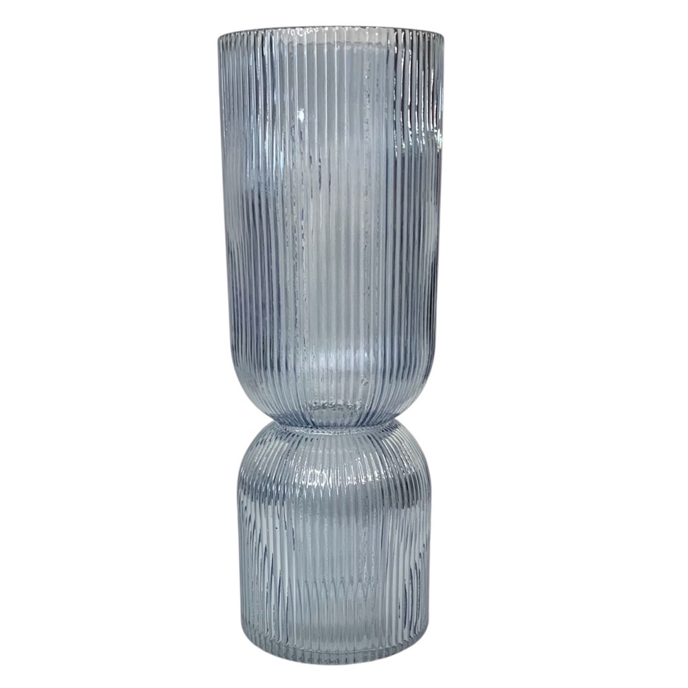 WHITE BARN Blue Faceted Decorative Glass Vase